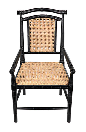 Colonial Mahogany Dining Chair Hand Carved Bamboo Motif Elegant Accent for Home Interiors