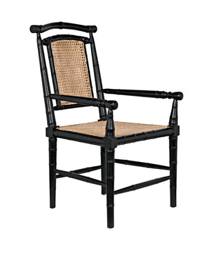 Colonial Mahogany Dining Chair Hand Carved Bamboo Motif Elegant Accent for Home Interiors