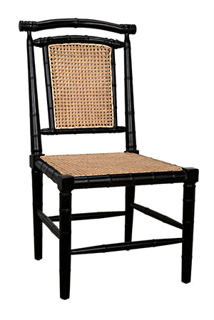 Colonial Mahogany Dining Chair Hand Carved Bamboo Motif Elegant Accent for Home Interiors
