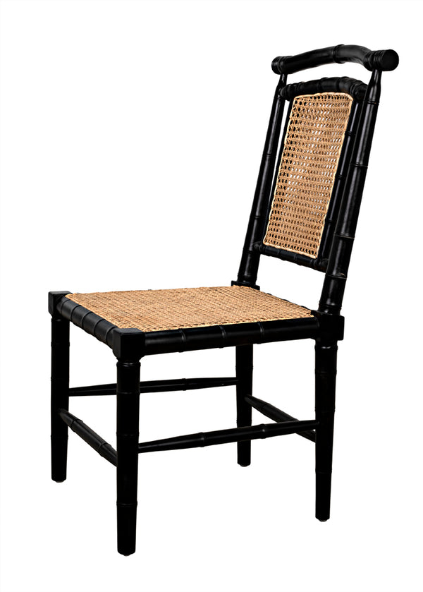 Colonial Mahogany Dining Chair Hand Carved Bamboo Motif Elegant Accent for Home Interiors