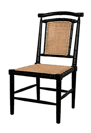 Colonial Mahogany Dining Chair Hand Carved Bamboo Motif Elegant Accent for Home Interiors