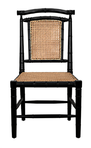 Colonial Mahogany Dining Chair Hand Carved Bamboo Motif Elegant Accent for Home Interiors