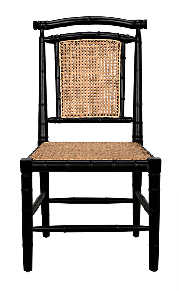 Colonial Mahogany Dining Chair Hand Carved Bamboo Motif Elegant Accent for Home Interiors