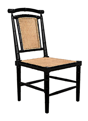 Colonial Mahogany Dining Chair Hand Carved Bamboo Motif Elegant Accent for Home Interiors
