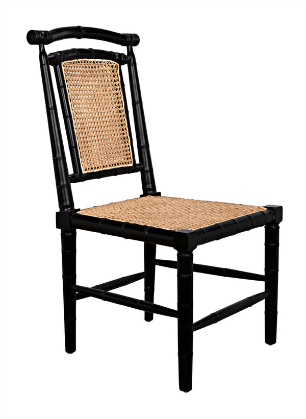 Colonial Mahogany Dining Chair Hand Carved Bamboo Motif Elegant Accent for Home Interiors