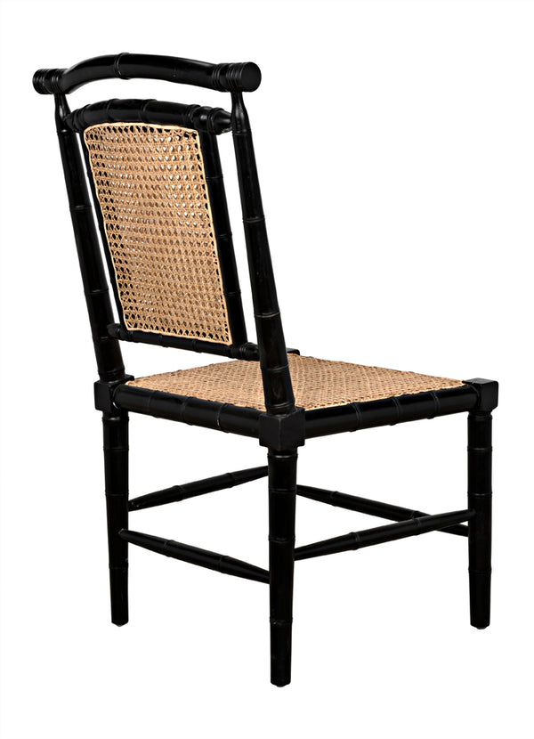 Colonial Mahogany Dining Chair Hand Carved Bamboo Motif Elegant Accent for Home Interiors