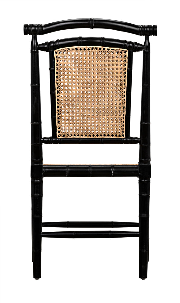 Colonial Mahogany Dining Chair Hand Carved Bamboo Motif Elegant Accent for Home Interiors
