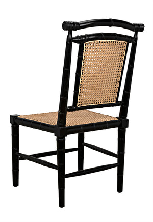 Colonial Mahogany Dining Chair Hand Carved Bamboo Motif Elegant Accent for Home Interiors