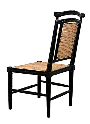Colonial Mahogany Dining Chair Hand Carved Bamboo Motif Elegant Accent for Home Interiors