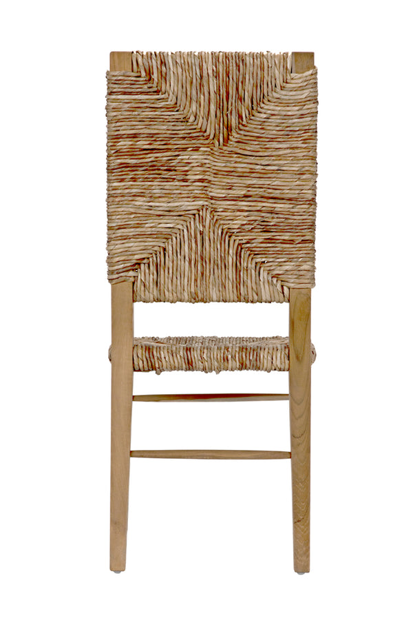 Neva Handwoven Seagrass and Solid Teak Accent Chair with Geometric Artisan Weave
