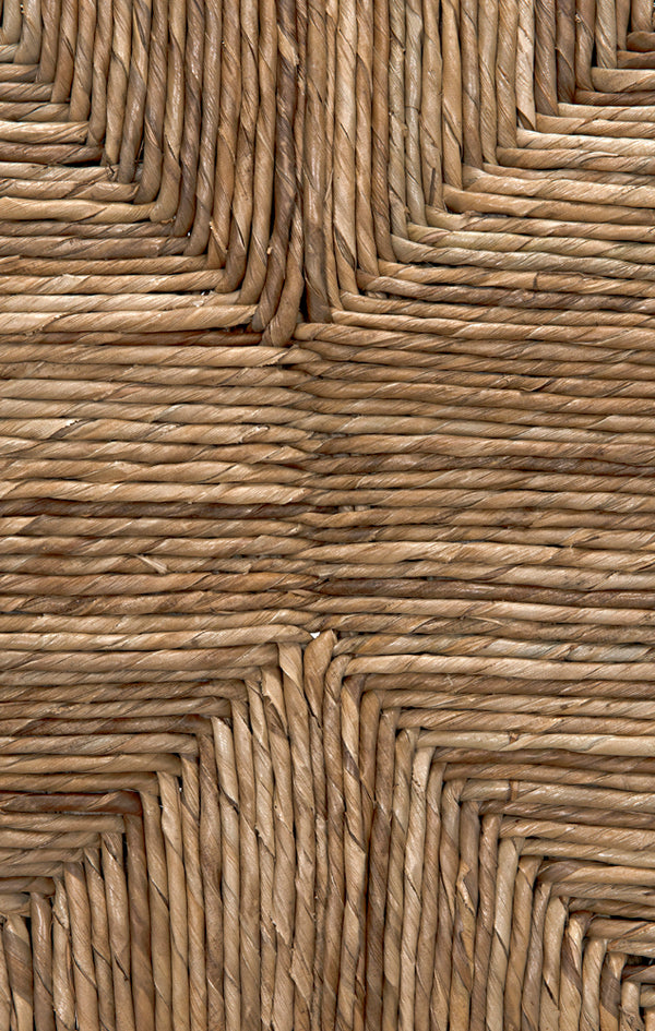Neva Handwoven Seagrass and Solid Teak Accent Chair with Geometric Artisan Weave