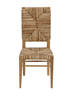 Neva Handwoven Seagrass and Solid Teak Accent Chair with Geometric Artisan Weave