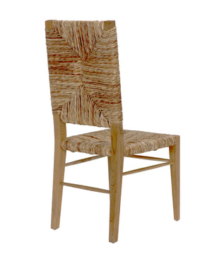 Neva Handwoven Seagrass and Solid Teak Accent Chair with Geometric Artisan Weave