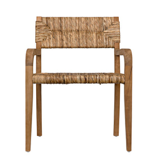 Bowie Solid Teak Accent Chair with Hand Woven Seagrass Seat for Coastal Living