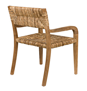 Bowie Solid Teak Accent Chair with Hand Woven Seagrass Seat for Coastal Living