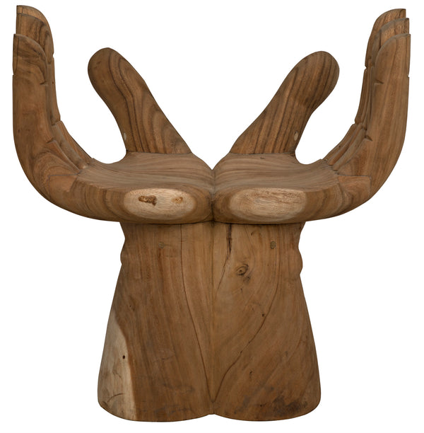 Noir Le Main Hand Carved Teak Sculptural Accent Chair Indonesian Artisan Statement Piece GCHA220-2T