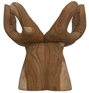Le Main Hand Carved Teak Sculptural Accent Chair Indonesian Artisan Statement Piece