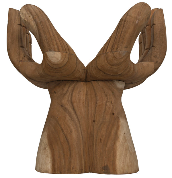 Le Main Hand Carved Teak Sculptural Accent Chair Indonesian Artisan Statement Piece