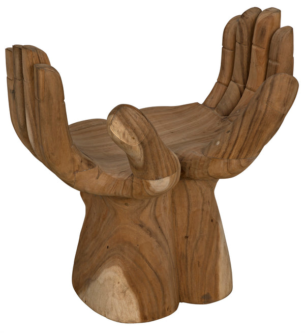 Le Main Hand Carved Teak Sculptural Accent Chair Indonesian Artisan Statement Piece