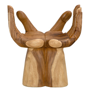 Le Main Hand Carved Teak Sculptural Accent Chair Indonesian Artisan Statement Piece