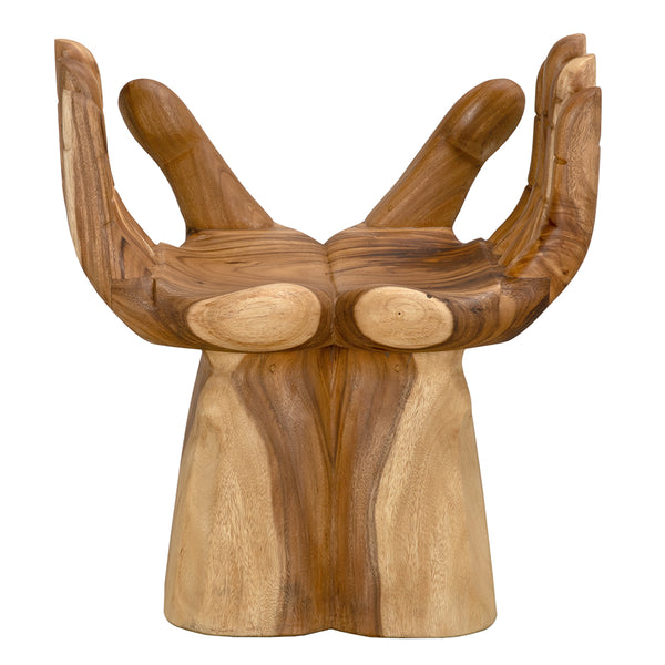 Le Main Hand Carved Teak Sculptural Accent Chair Indonesian Artisan Statement Piece