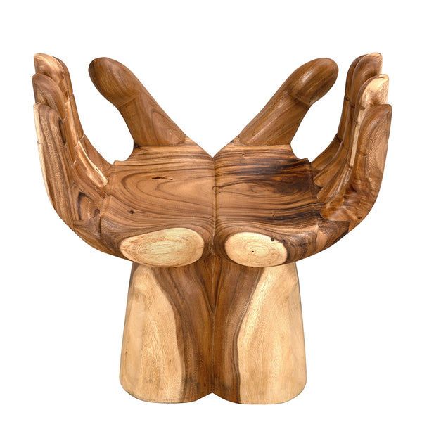 Le Main Hand Carved Teak Sculptural Accent Chair Indonesian Artisan Statement Piece