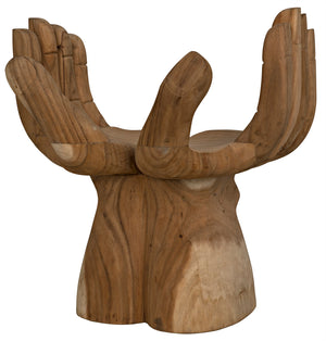 Le Main Hand Carved Teak Sculptural Accent Chair Indonesian Artisan Statement Piece