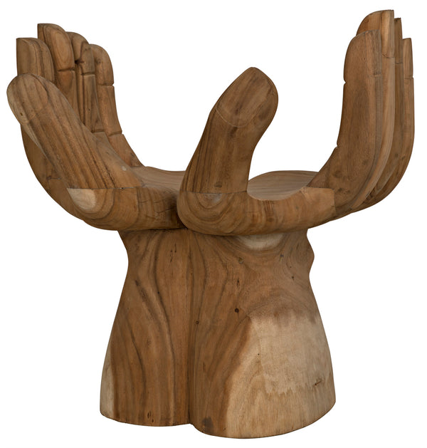 Le Main Hand Carved Teak Sculptural Accent Chair Indonesian Artisan Statement Piece
