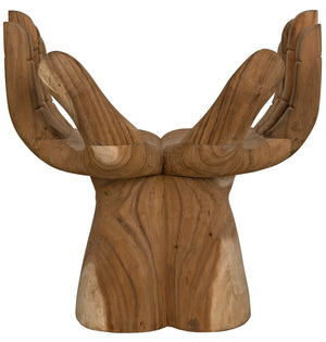 Le Main Hand Carved Teak Sculptural Accent Chair Indonesian Artisan Statement Piece