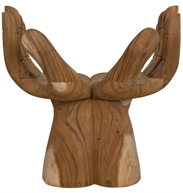 Le Main Hand Carved Teak Sculptural Accent Chair Indonesian Artisan Statement Piece