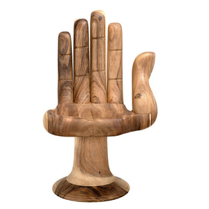 Noir Buddha Sculptural Teak Accent Chair Hand-carved Artisan Wood Seat for Meditation Spaces GCHA220T