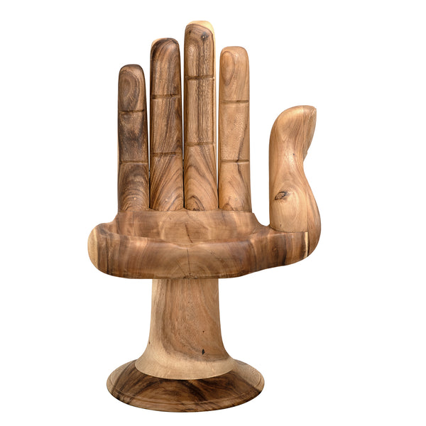 Noir Buddha Sculptural Teak Accent Chair Hand-carved Artisan Wood Seat for Meditation Spaces GCHA220T
