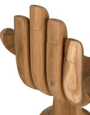 Buddha Sculptural Teak Accent Chair Hand-carved Artisan Wood Seat for Meditation Spaces