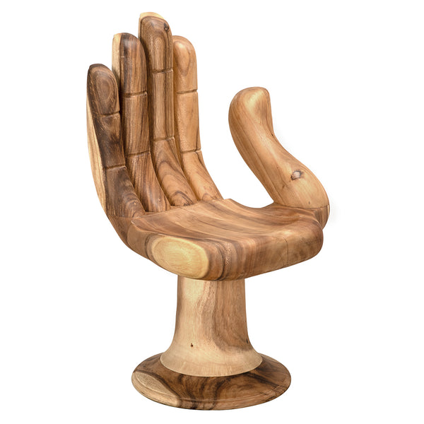 Buddha Sculptural Teak Accent Chair Hand-carved Artisan Wood Seat for Meditation Spaces
