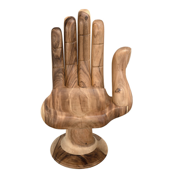 Buddha Sculptural Teak Accent Chair Hand-carved Artisan Wood Seat for Meditation Spaces