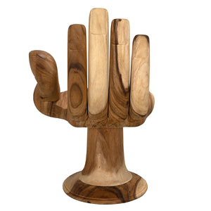 Buddha Sculptural Teak Accent Chair Hand-carved Artisan Wood Seat for Meditation Spaces