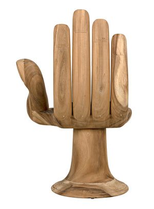 Buddha Sculptural Teak Accent Chair Hand-carved Artisan Wood Seat for Meditation Spaces