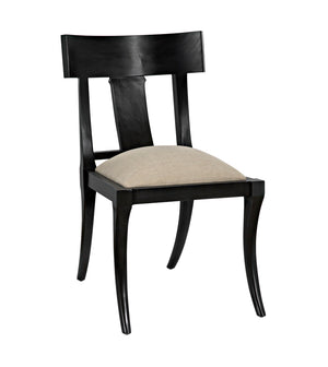 Noir Athena Mahogany Saber Leg Dining Chair White Canvas Seat Refined Accent Piece GCHA239P