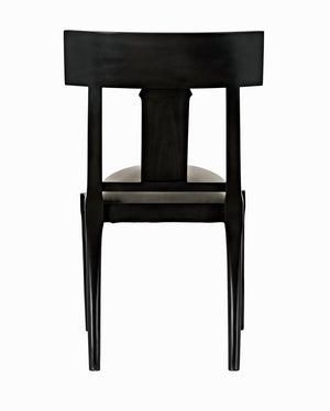 Athena Mahogany Saber Leg Dining Chair White Canvas Seat Refined Accent Piece