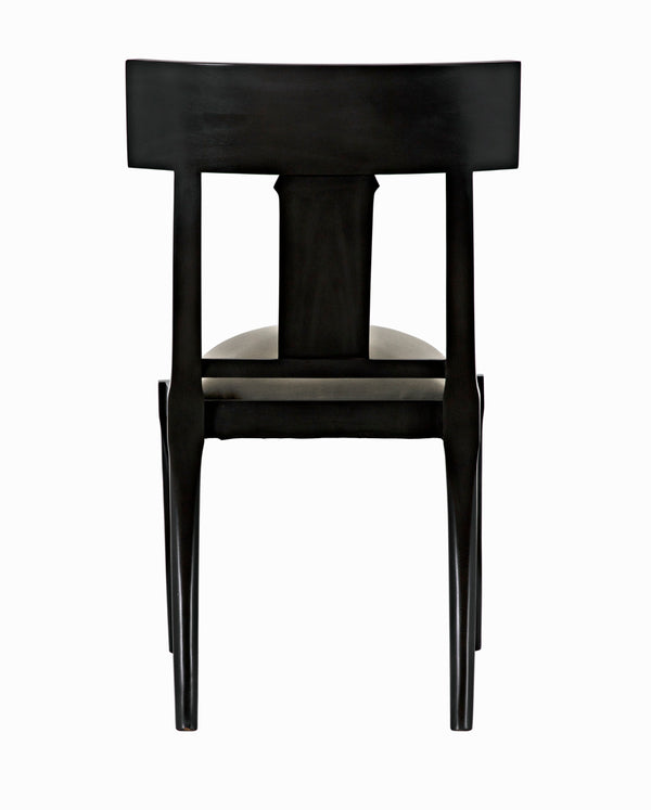 Athena Mahogany Saber Leg Dining Chair White Canvas Seat Refined Accent Piece