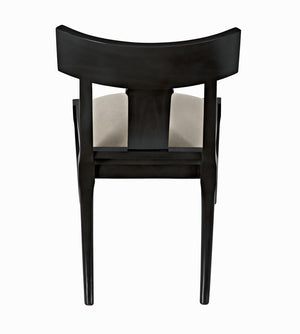 Athena Mahogany Saber Leg Dining Chair White Canvas Seat Refined Accent Piece