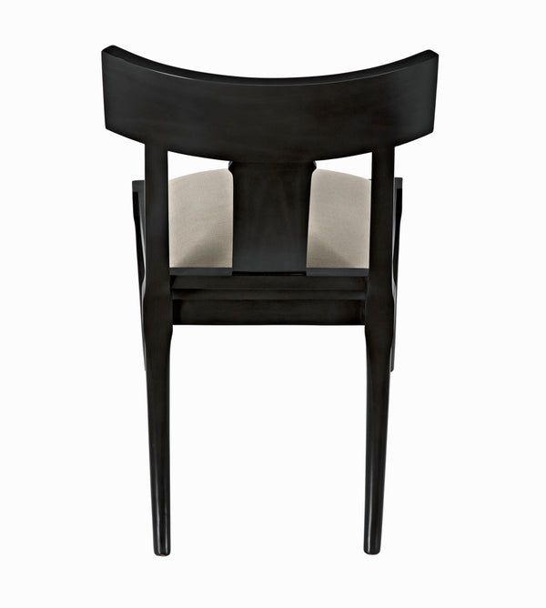 Athena Mahogany Saber Leg Dining Chair White Canvas Seat Refined Accent Piece
