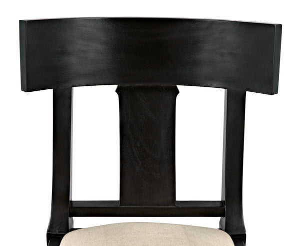 Athena Mahogany Saber Leg Dining Chair White Canvas Seat Refined Accent Piece