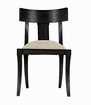 Athena Mahogany Saber Leg Dining Chair White Canvas Seat Refined Accent Piece