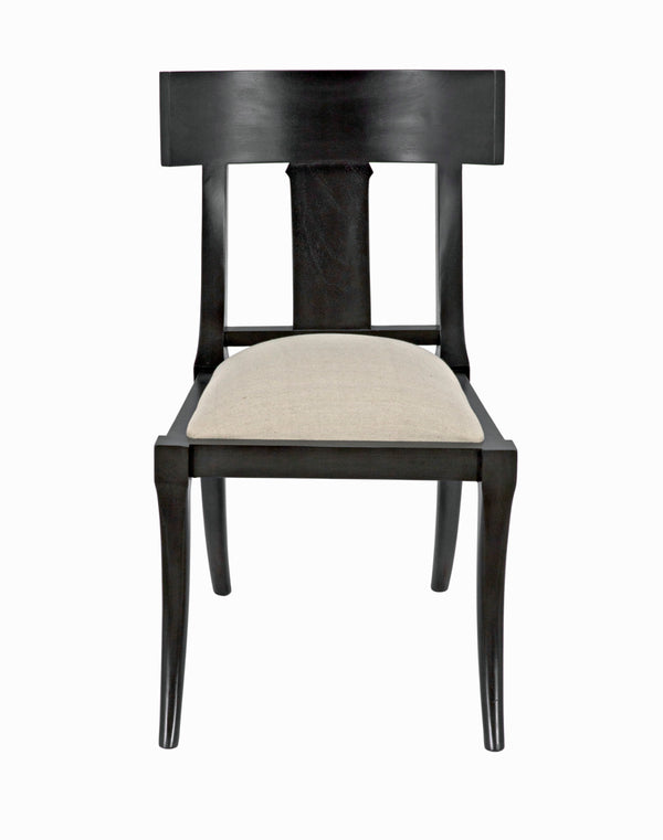 Athena Mahogany Saber Leg Dining Chair White Canvas Seat Refined Accent Piece
