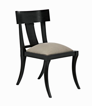 Athena Mahogany Saber Leg Dining Chair White Canvas Seat Refined Accent Piece
