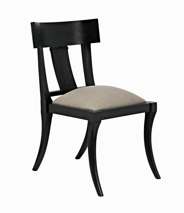 Athena Mahogany Saber Leg Dining Chair White Canvas Seat Refined Accent Piece