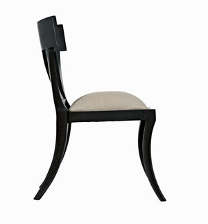 Athena Mahogany Saber Leg Dining Chair White Canvas Seat Refined Accent Piece