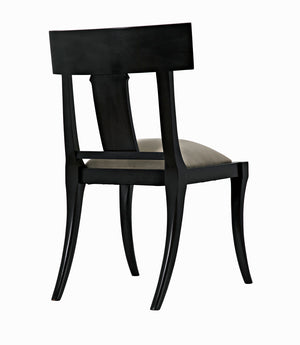 Athena Mahogany Saber Leg Dining Chair White Canvas Seat Refined Accent Piece