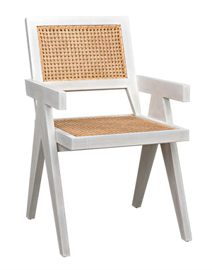 Noir Jude Lounge Chair Teak Caning Metal Frame Cotton Cushion for Living Room GCHA278WH